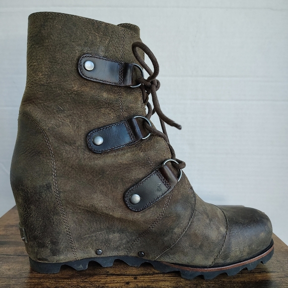 Sorel Joan of Arctic Brown Wedge Boot Lace Up Size 10 - Picture 13 of 16